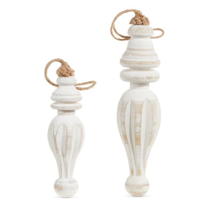 Distressed Wood Finial Ornament