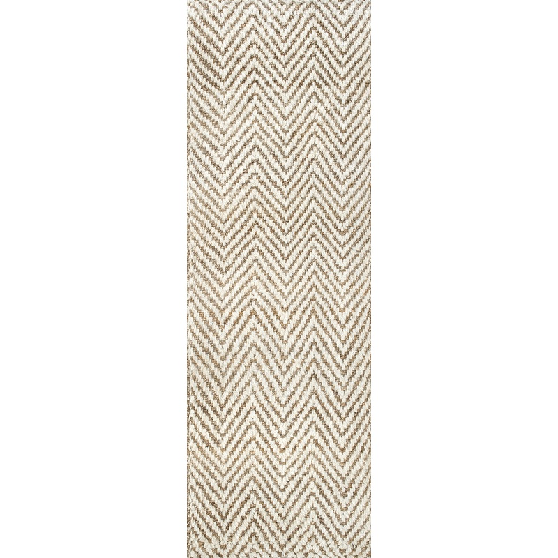 Handwoven Jute Jagged Chevron Rug | Off White