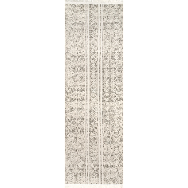 Indoor/Outdoor Striped With Tassels Rug | Beige