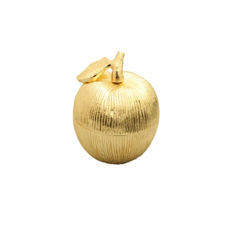 Classic Touch Gold Apple Shaped Honey Jar with Spoon – 3.75″D x 4.5″H