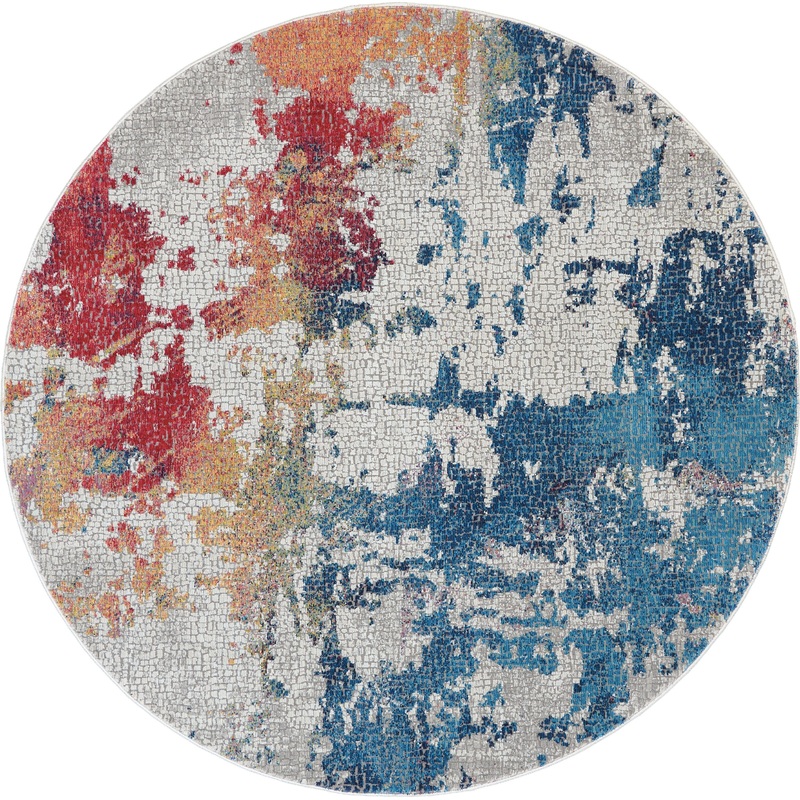 Nourison Ankara Global 6′ x Round Multicolor Modern Indoor Rug