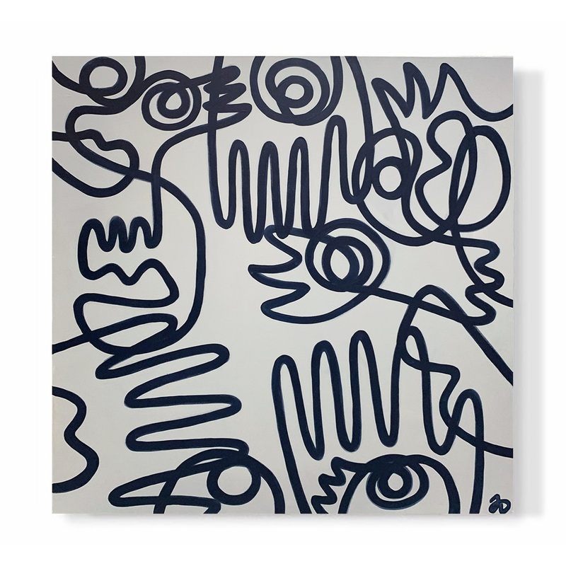 “Fingers & Faces in Grey & Navy”