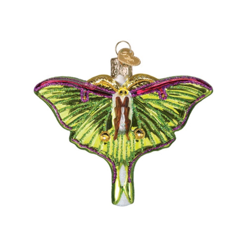 Old World Christmas Luna Moth Blown Glass Holiday Tree Ornament