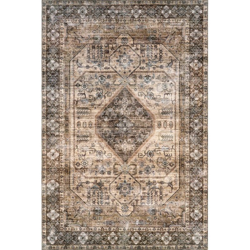 Zella Washable Vintage Rug | Light Brown