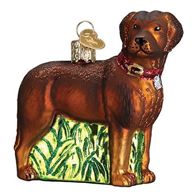 Old World Christmas Standing Chocolate Lab Glass Ornament