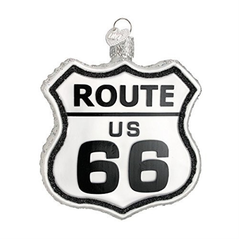Old World Christmas Historic Route Sign Glass Blown Ornament
