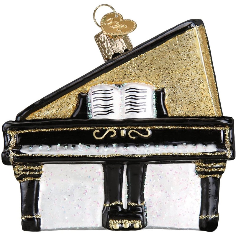Old World Christmas Musical Instruments Glass Blown Ornaments for Christmas Tree Baby Grand Piano
