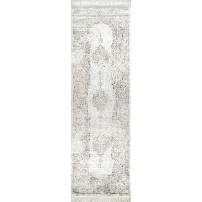 Withering Medallion Fringe Rug | Ivory