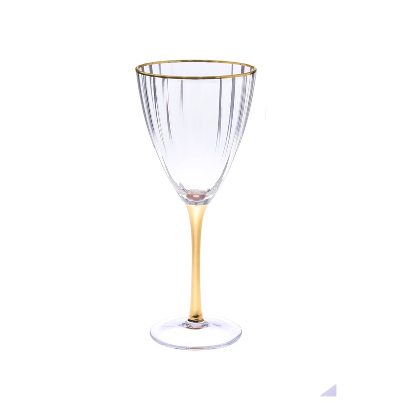 Classic Touch  Textured Wine Glasses with Gold Stem and Rim, Set/6