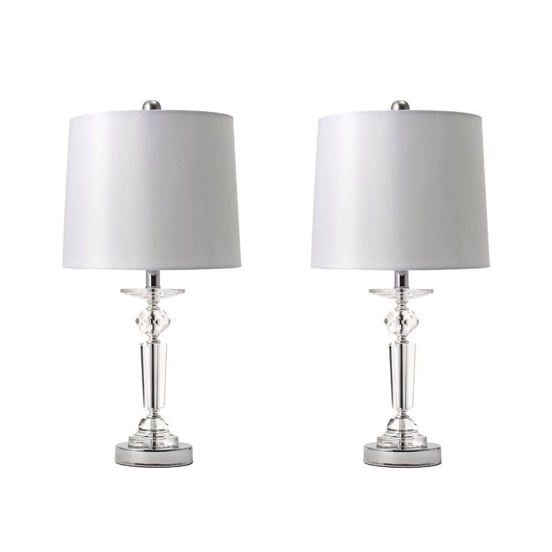 23-inch Crystal Crowned Column Table Lamp | Clear