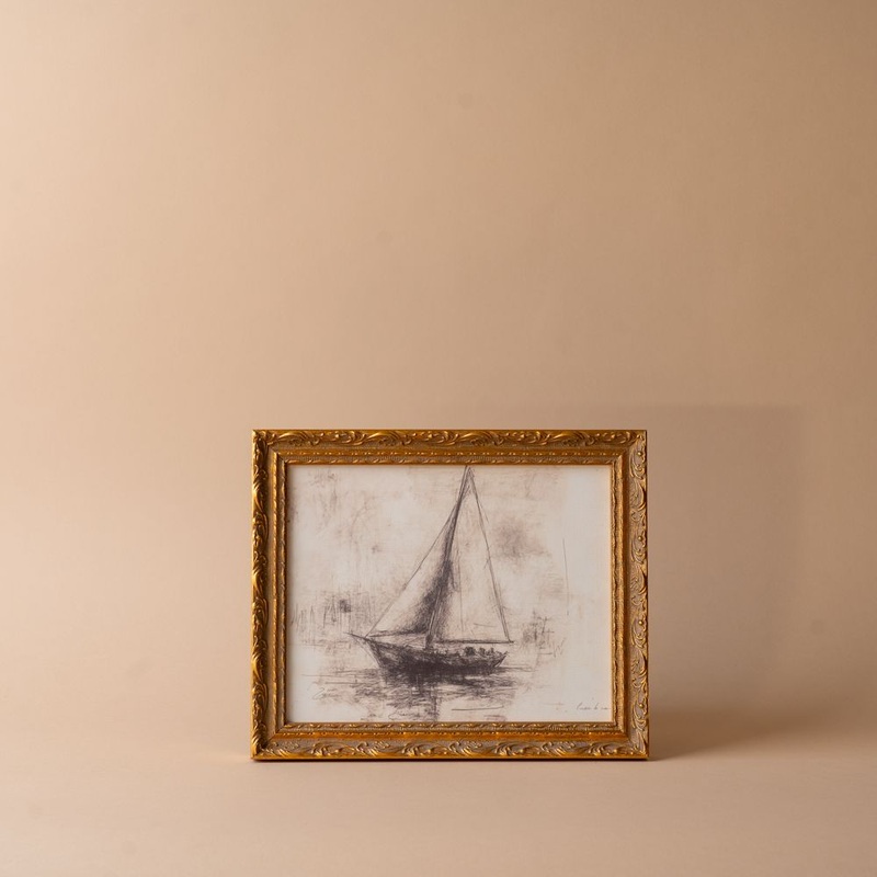 “Sailing Sketch” Framed Vintage Inspired Art Print