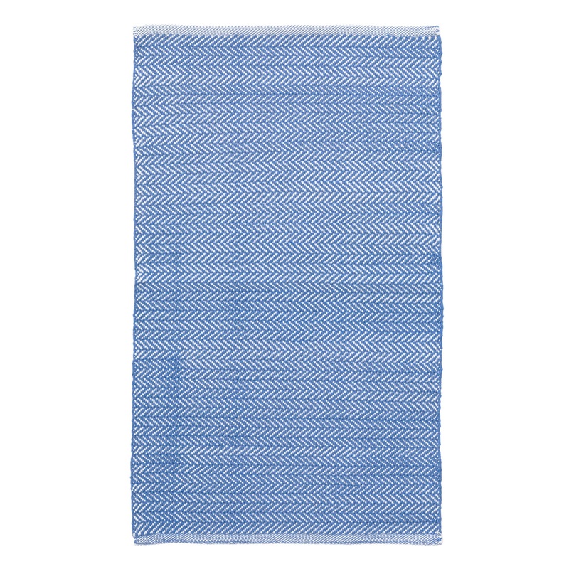 Herringbone Handwoven Indoor/Outdoor Rug | French Blue/White
