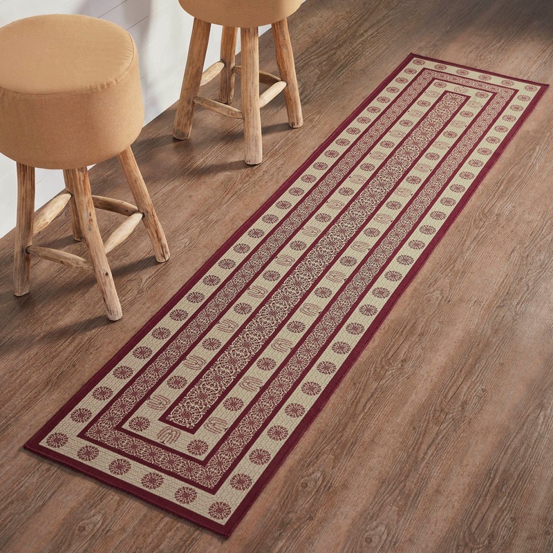 Custom House Burgundy Tan Jacquard Indoor/Outdoor Rug/Runner Rect 22×96