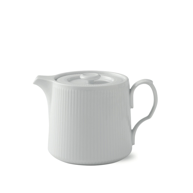 White Fluted Plain Teapot, 25 oz