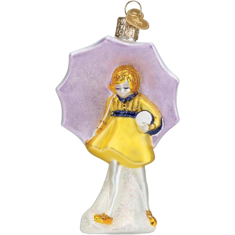Old World Christmas Morton Umbrella Girl Blown Glass Holiday Ornament