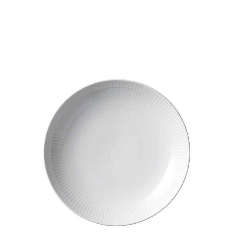 White Fluted Plain Shallow Bowl, 7.75″