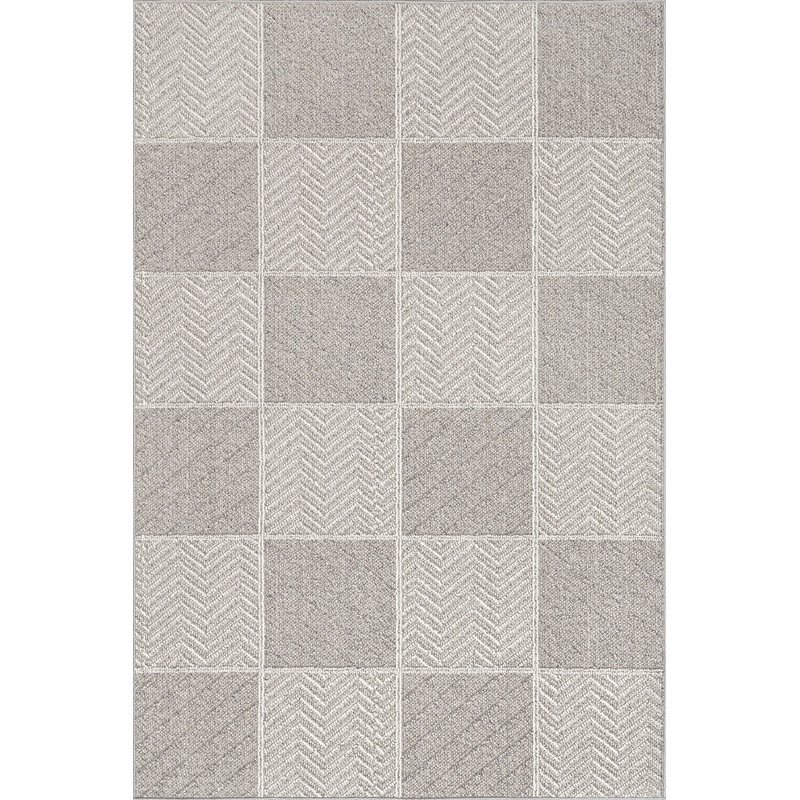 Yelena Contemporary Checkered Rug | Grey