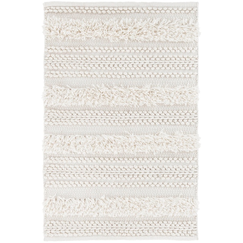 Zhara Stripe Handwoven Performance Rug | Ivory