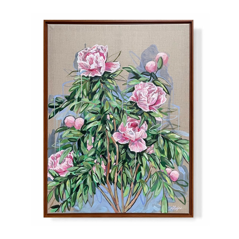 “Peonies on Linen”
