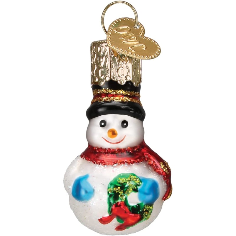Old World Christmas Mini Glass Blown Snowman Ornament, 2″