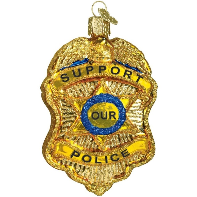 Old World Christmas Officer Gifts Glass Blown Ornaments for Christmas Tree Police Badge