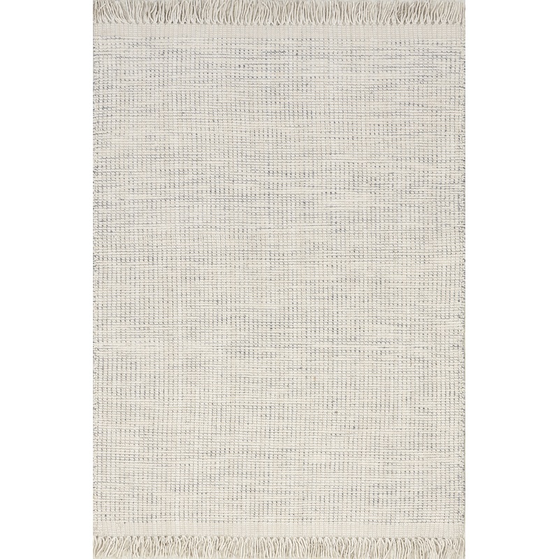 Abigail Solid Wool Fringed Rug | Ivory