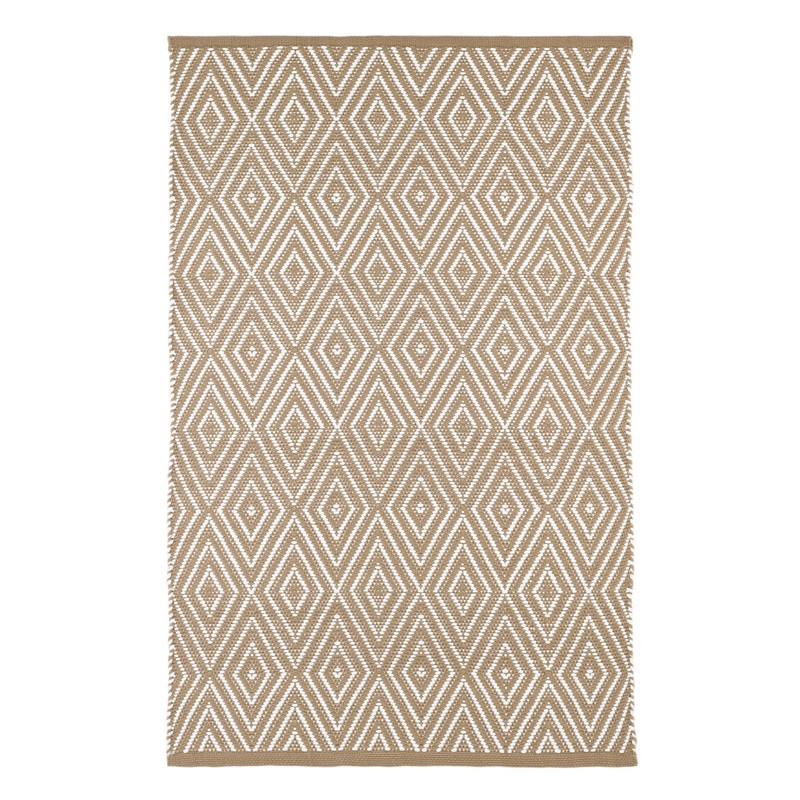 Diamond Handwoven Indoor/Outdoor Rug | Khaki/White