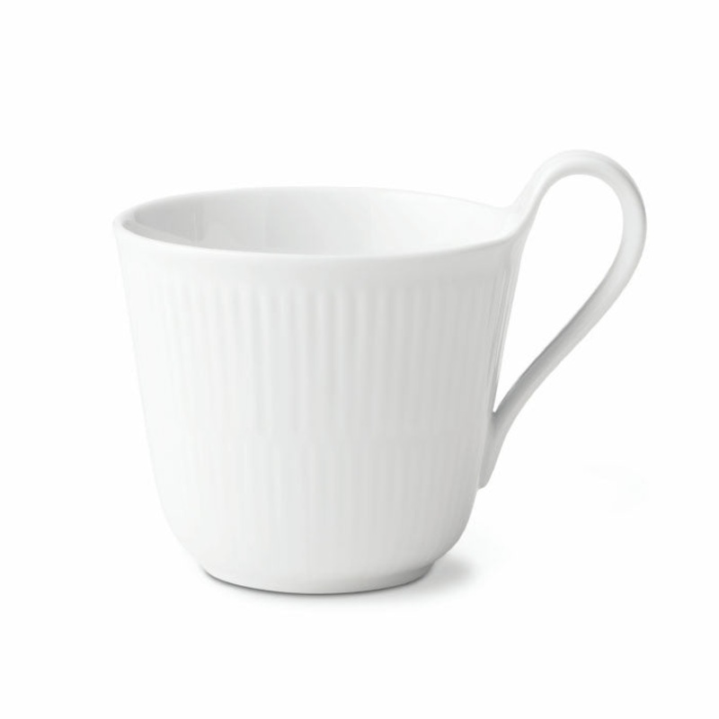White Fluted High Handled Mug, 11 oz