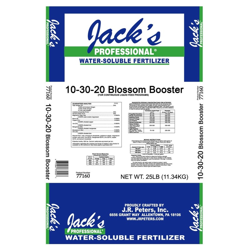 JR Peters Jack’s Professional Blossom Booster 10-30-20 Fertilizer, 25lb